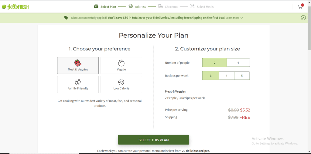 Hello Fresh Plan Cost